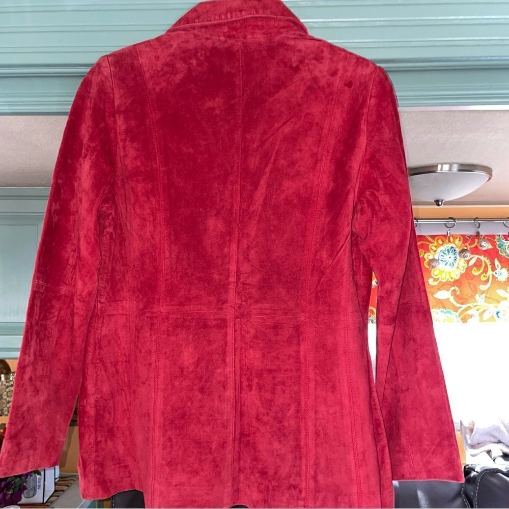 Pursuits Ltd Red Leather Button Down Jacket Blazer - image 2